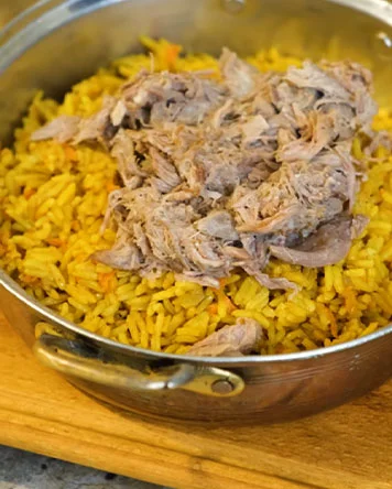 Hatay style Kepse rice with slow-cooked shredded meat at Hatay Gurme Istanbul